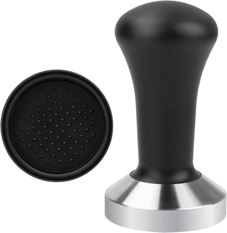 Koffie Stamper Espresso Accessoire Espresso Bereiden Houten Handvat 53mm Diameter Zilver