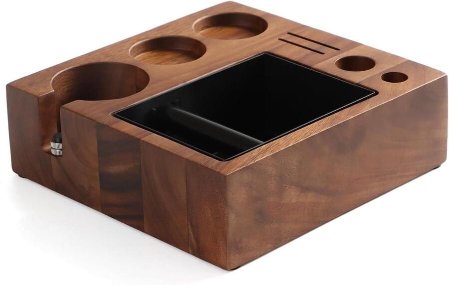 Koffie Stamper Station Barista Hulpmiddel Espresso Bereiden Met Klopdoos 58 mm Houtkleur
