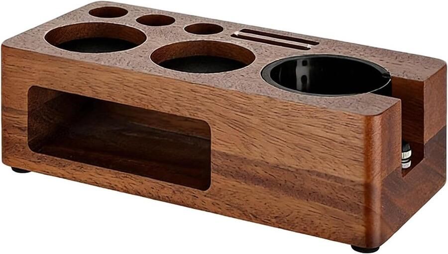 Koffie Station Espresso Organizer Koffie Bereiding Unieke Houtnerf 24 cm Houtkleur