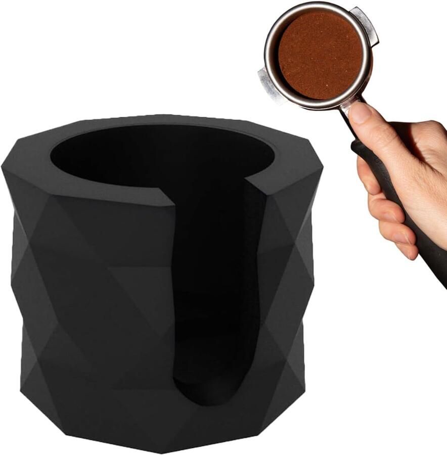 Koffie Tamper Basis Drukker Portafilter Espresso Bereiding 3D Splash Guard 6.4 cm Binnenmaat Zwart