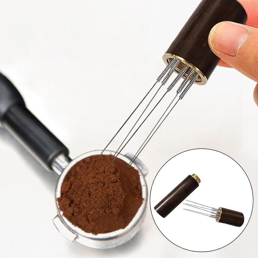 Koffie Tamper Distributor Koffie Roerder Dispenser Espresso Bereiden Ergonomisch Handvat 8.5 x 1.8 cm Houtkleurig
