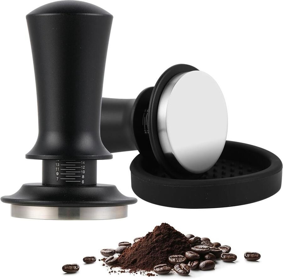 Koffie Tamper Espresso Aandrukker Perfect Espresso Ingebouwde Veerdruk 53mm Zilver