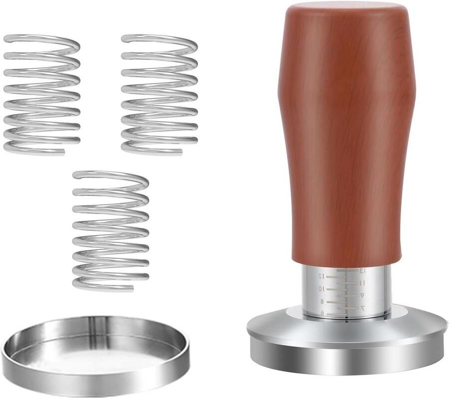 Koffie Tamper Espresso Aanstamper Barista Kwaliteit Dubbel Veersysteem 54 mm Bruin