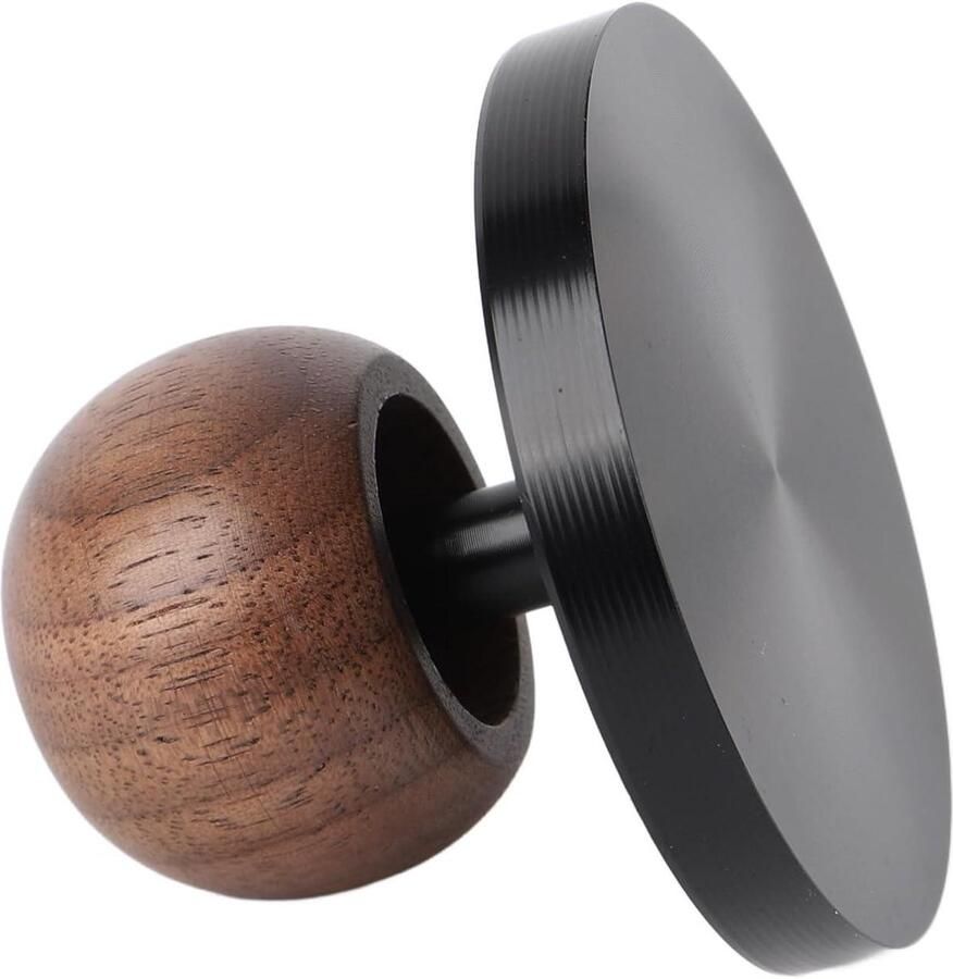 Koffie Tamper Espresso Aanstamper Koffie Bereiden Platte Aluminium Basis 58MM Nootkleurig