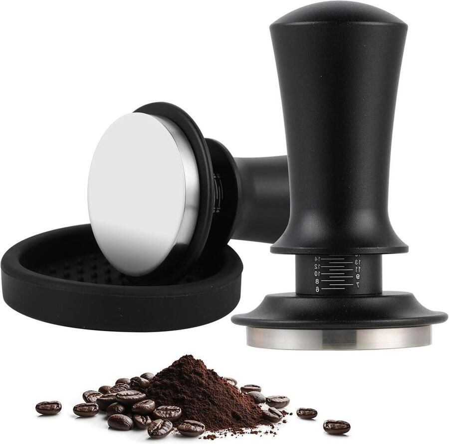 Koffie Tamper Espresso Aanstamper Perfect Espresso Geïntegreerd Veermechanisme 58 mm Zilver