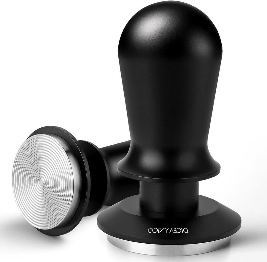Koffie Tamper Espresso Aanstamper Perfecte Espresso Maken Veerbelast met Klik 5835 mm Zilver