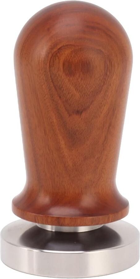 Koffie Tamper Espresso Aanstamper Perfecte Espresso RVS Bodem Houten Handvat 51 mm Houtkleur