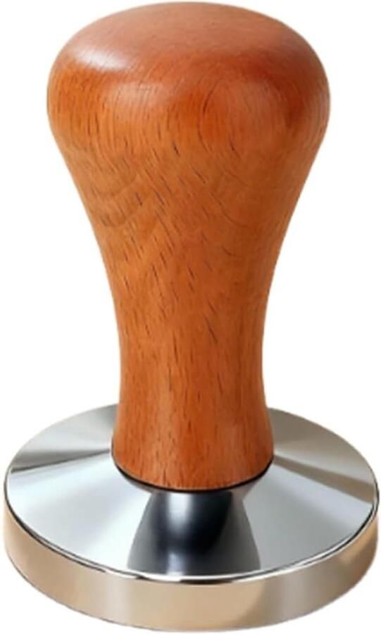 Koffie Tamper Espresso Artefact Barista Thuis Ergonomische Houtgreep 51 mm Zilver