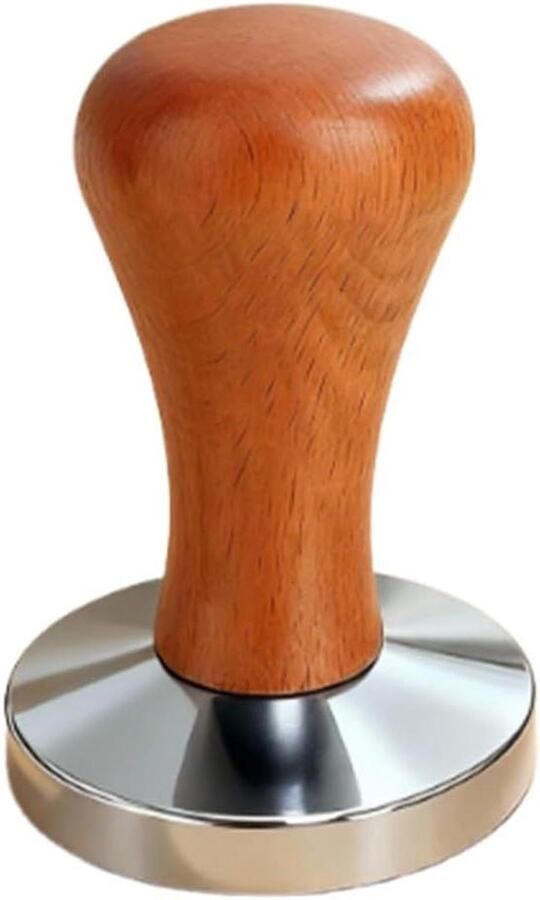 Koffie Tamper Espresso Drukker Koffie Bereiden Ergonomische Houtgreep 51 mm Zilver