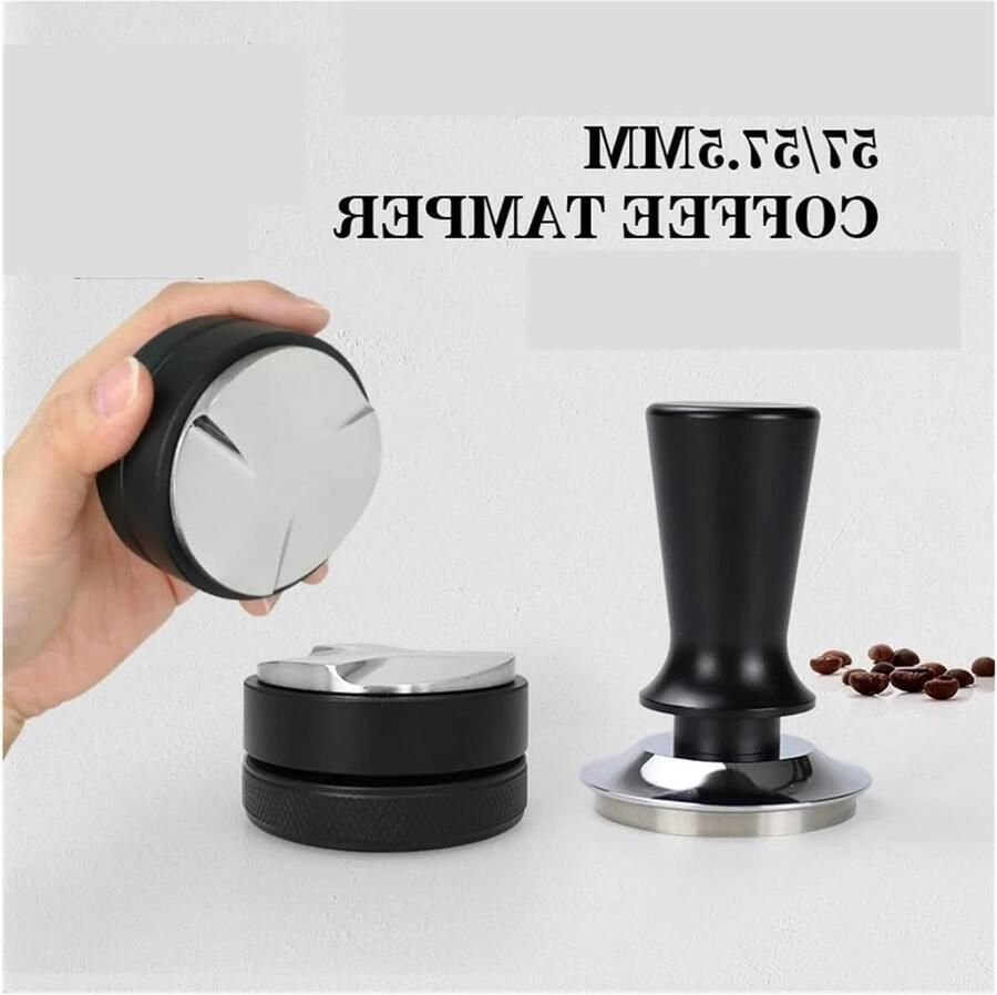 Koffie Tamper Espresso Drukker Optimale Extractie Veerbelast Mechanisme 57.5mm Zilver