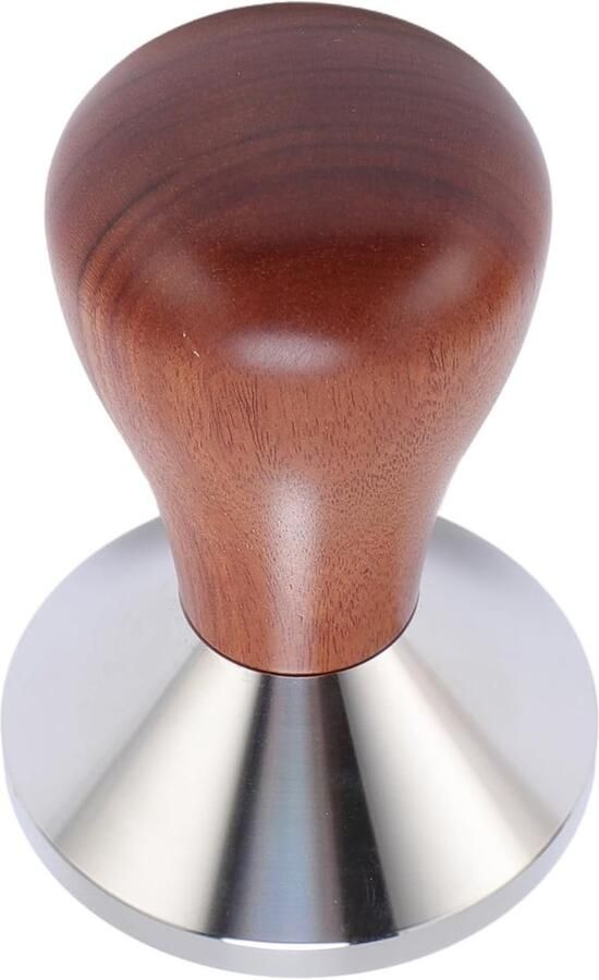 Koffie Tamper Espresso Pers Barista Kwaliteit Ergonomische Houten Handgreep 51MM Zilver