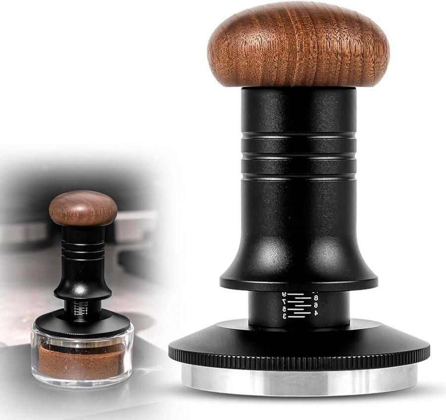 Koffie Tamper Espresso Press Perfect Espresso Constante Druk 58 mm Zilver Hout