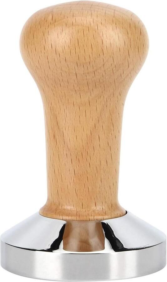 Koffie Tamper Espresso Presser Barista Thuis Zwaar Roestvrij Staal 58mm Basis Natuurlijk Hout