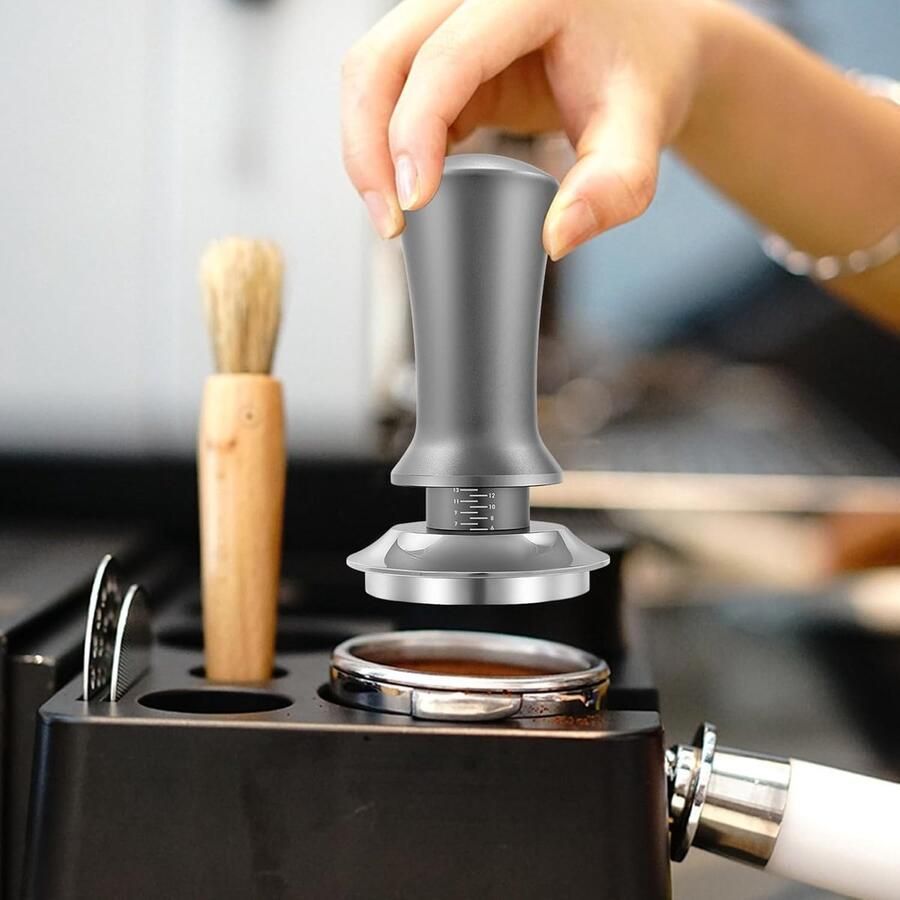 Koffie Tamper Espresso Sabotage Tool Perfect Espresso Maken Instelbare Diepte 58 mm Zwart