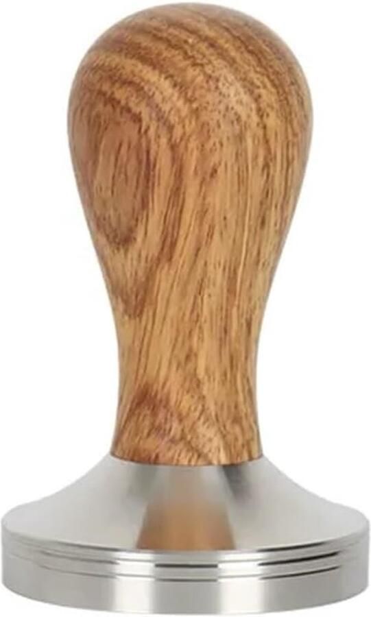 Koffie Tamper Espresso Stamp Barista Thuis Platte Basis 53mm Houtkleurig