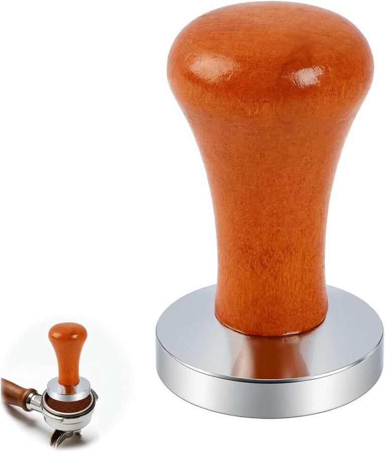 Koffie Tamper Espresso Stampen Espresso Bereiding Ergonomisch Houten Handvat 51 mm Bruin