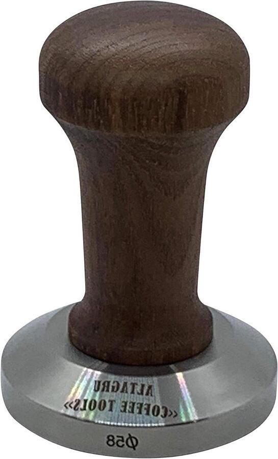 Koffie Tamper Espresso Stamper Koffie bereiden Notenhout handvat 58.5 mm Bruin