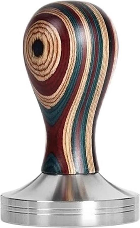 Koffie Tamper Espresso Stamper Koffie Bereiden Platte RVS Basis 51mm Houtkleur