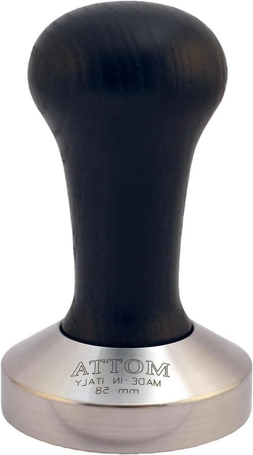 Koffie Tamper Espresso Stamper Perfect Espresso Convexe RVS Plaat 58 mm Zwart Hout