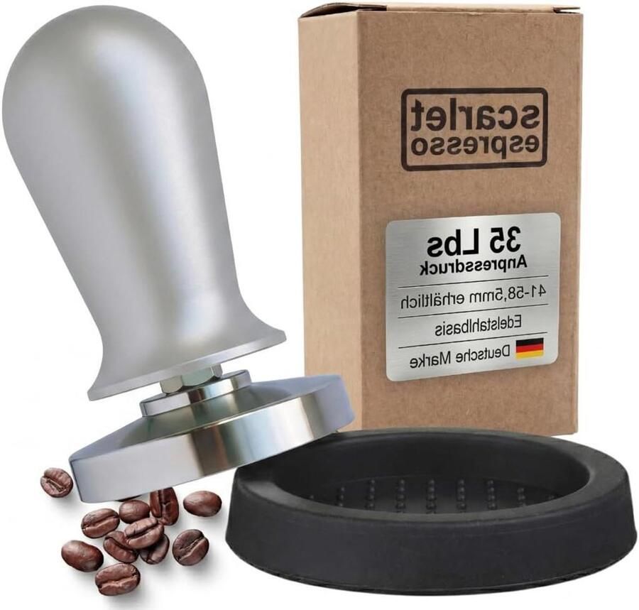 Koffie Tamper Espresso Stamper Perfect Espresso Gekalibreerd op 16kg 58 mm Zilver