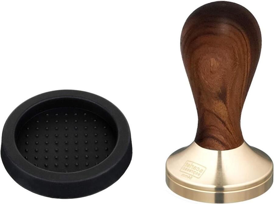Koffie Tamper Espresso Stamper Perfecte Espresso Maken Ergonomische Houten Greep 53 mm Rood