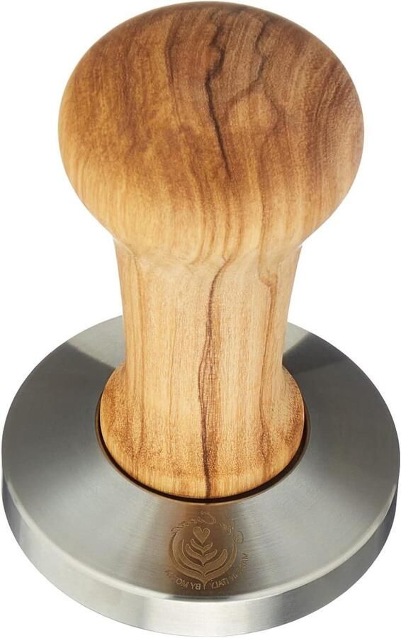 Koffie Tamper Espresso Stamper Perfecte Espresso Olijfhouten Handvat 58.5 mm Natuurlijk Hout