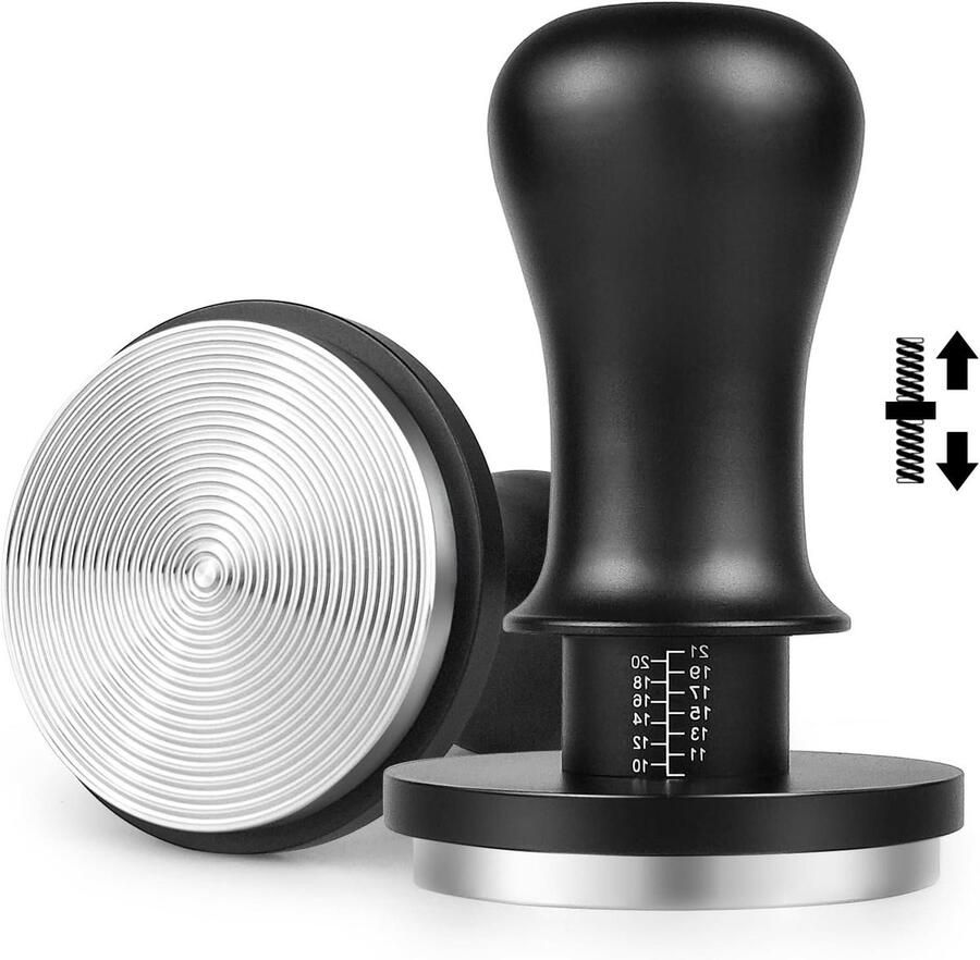 Koffie Tamper Espresso Tamper Espresso Bereiden Veerbelaste Druk 58mm Zwart