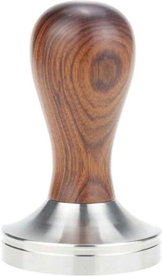 Koffie Tamper Espresso Tool Espresso Bereiding Houten Handvat 53mm Diameter Bruin