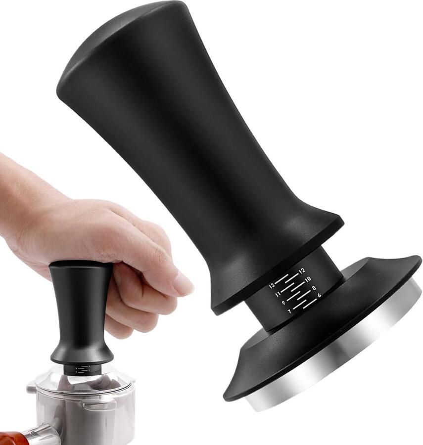 Koffie Tamper Koffiepoeder Sabotage Espresso Bereiden Gekalibreerde Veerbelasting 53 mm Basis Zwart