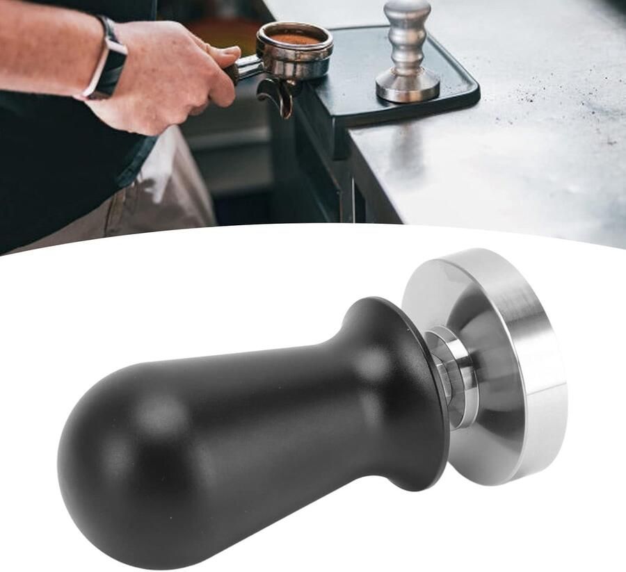 Koffie Tamper Espresso Tool Perfect Koffie Zetten Innovatief Veerontwerp 51 mm Zilver