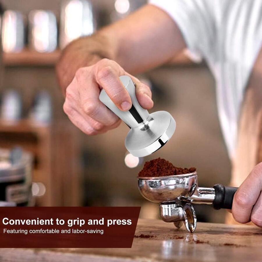 Koffie Tamper Espresso Verdeler Consistent Zetten Roestvrij Staal 40 mm Zilver - Foto 2