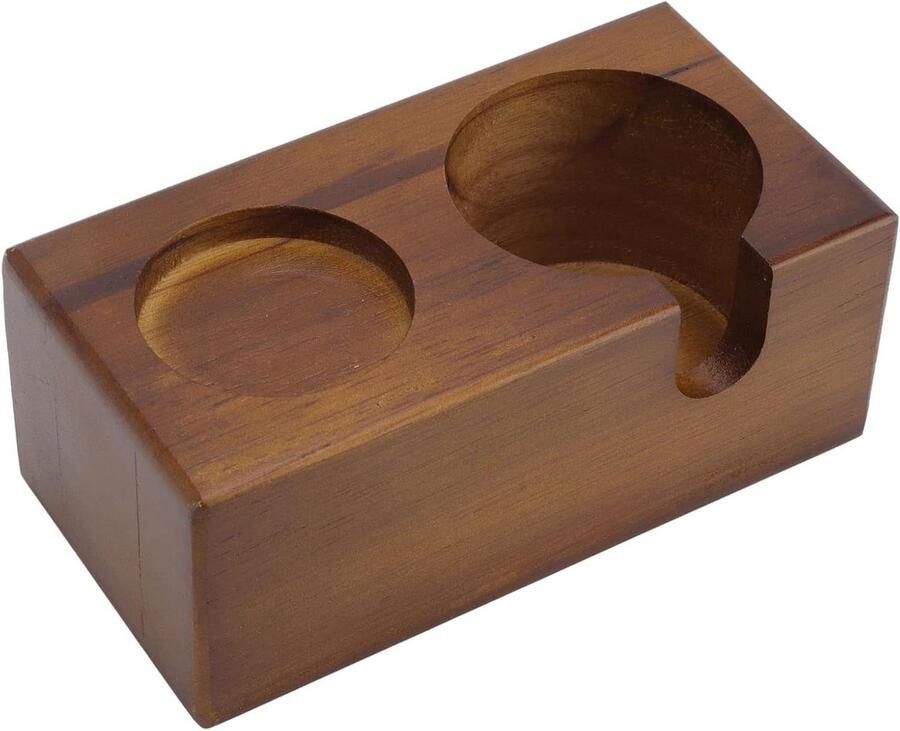 Koffie Tamper Houder Espresso Sabotage Station Koffie Bereiden Gemaakt van Beukenhout 178x94x72mm Bruin