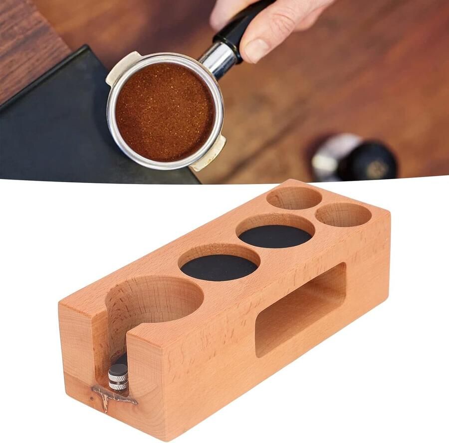 Koffie Tamper Houder Espresso Station Koffie Bereiden Houten Ontwerp Compact Forma Bruin