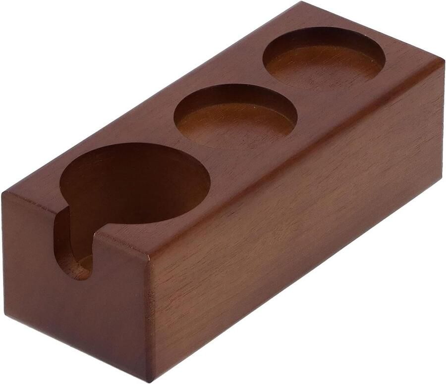 Koffie Tamper Houder Portafilter Opberger Espresso Bereiden 3 Sleuven 23.5 cm Natuurlijk Hout