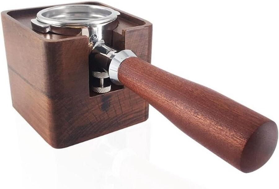 Koffie Tamper Houder Tamper Station Hout Espresso Bereiden Massief Palissander Hout 102 x 92 mm Bruin