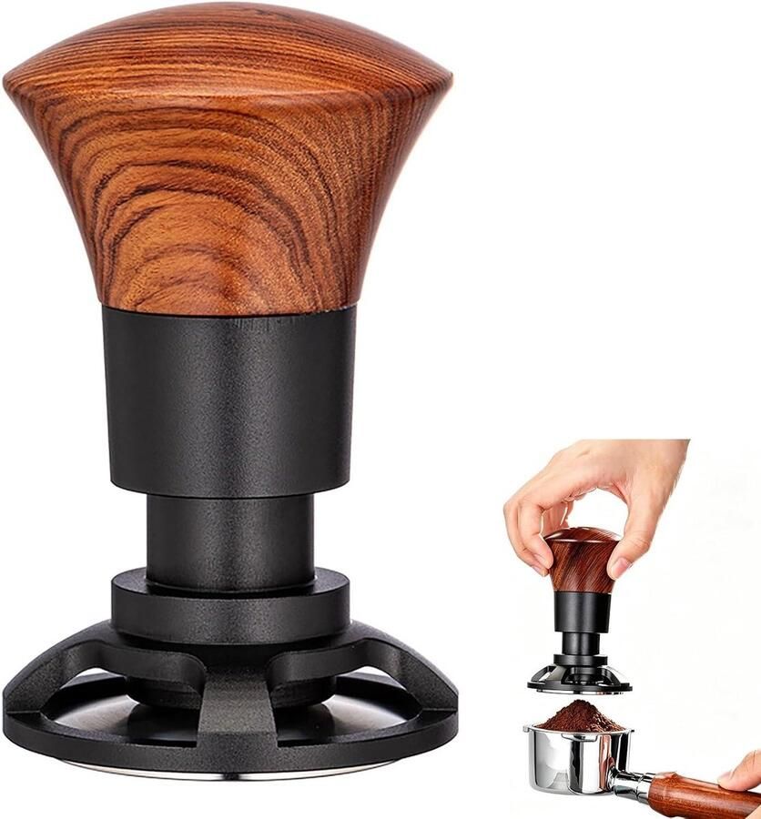 Koffie Tamper Koffie Distributeur Espresso Bereiden Automatische Rebound 51 53 58mm Zilver