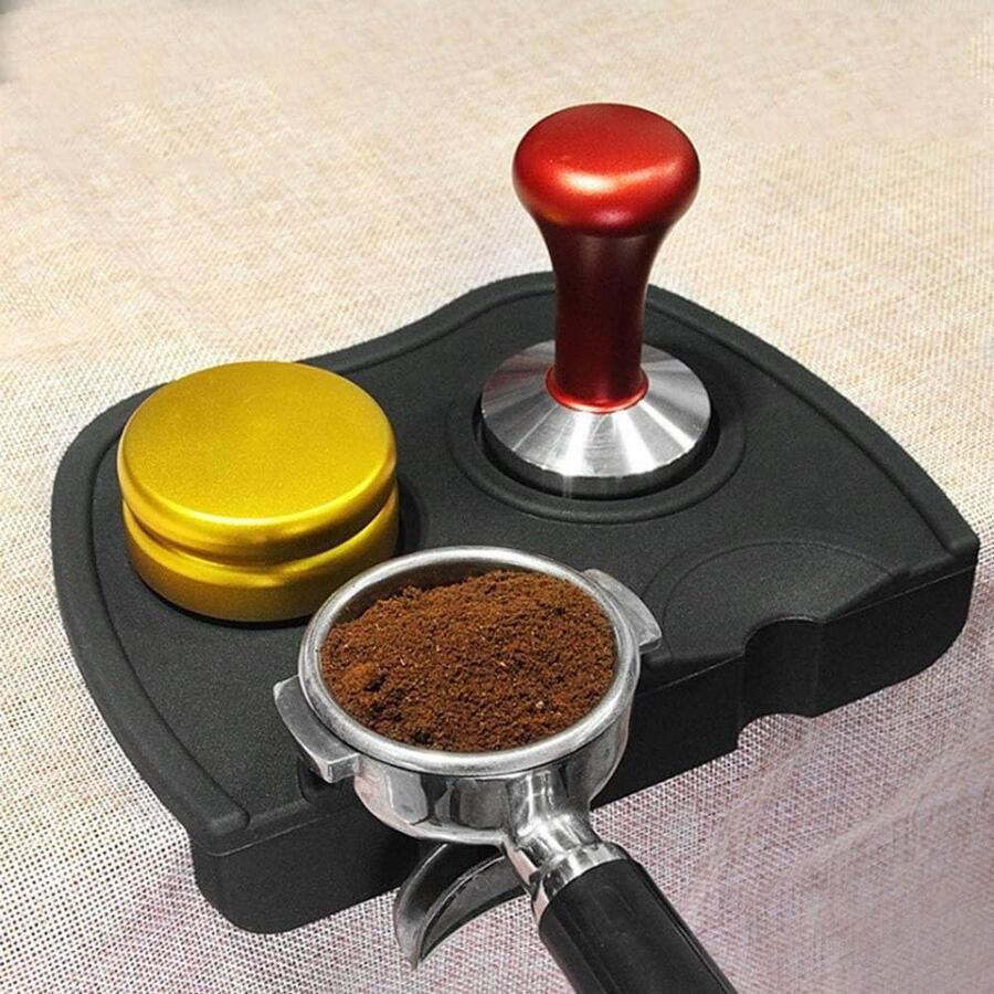 Koffie Tamper Mat Aanstampingsmat Portafilter Espresso Bereiden Voedselveilige Siliconen 20.7x14.8 cm Zwart