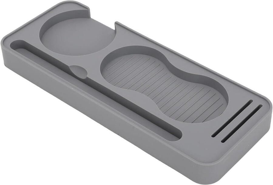 Koffie Tamper Mat Aanstampmat Siliconen Espresso Bereiden Met Sleuven 24 x 9.4 cm Grijs