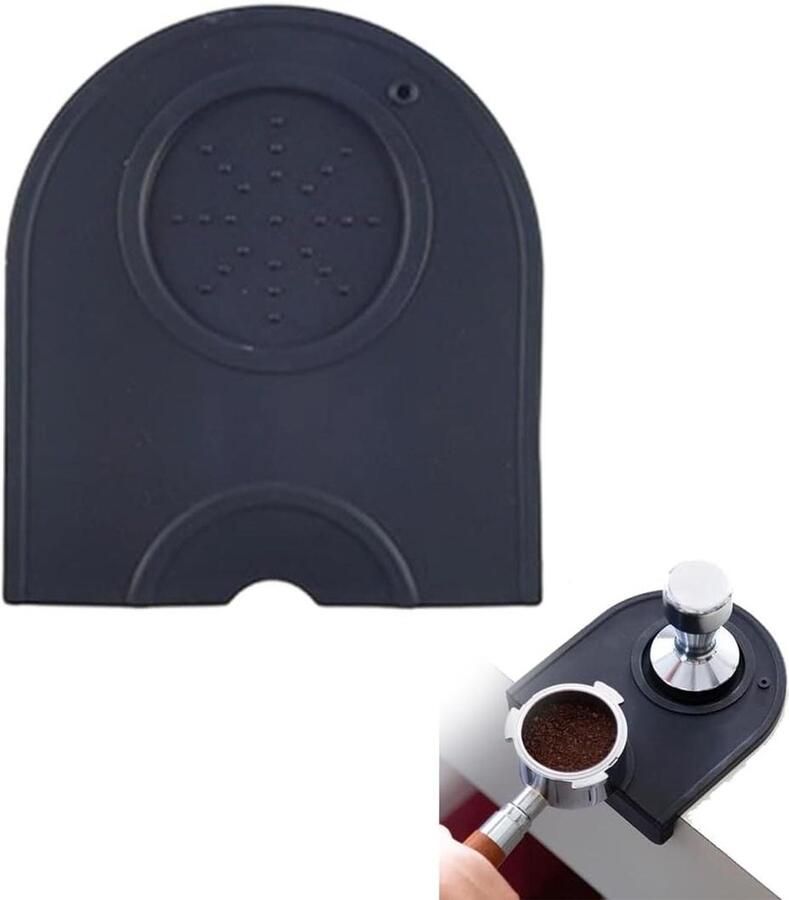 Koffie Tamper Mat Barista Accessoire Espresso Bereiden Met Penhouder 12 x 10.9 cm Zwart