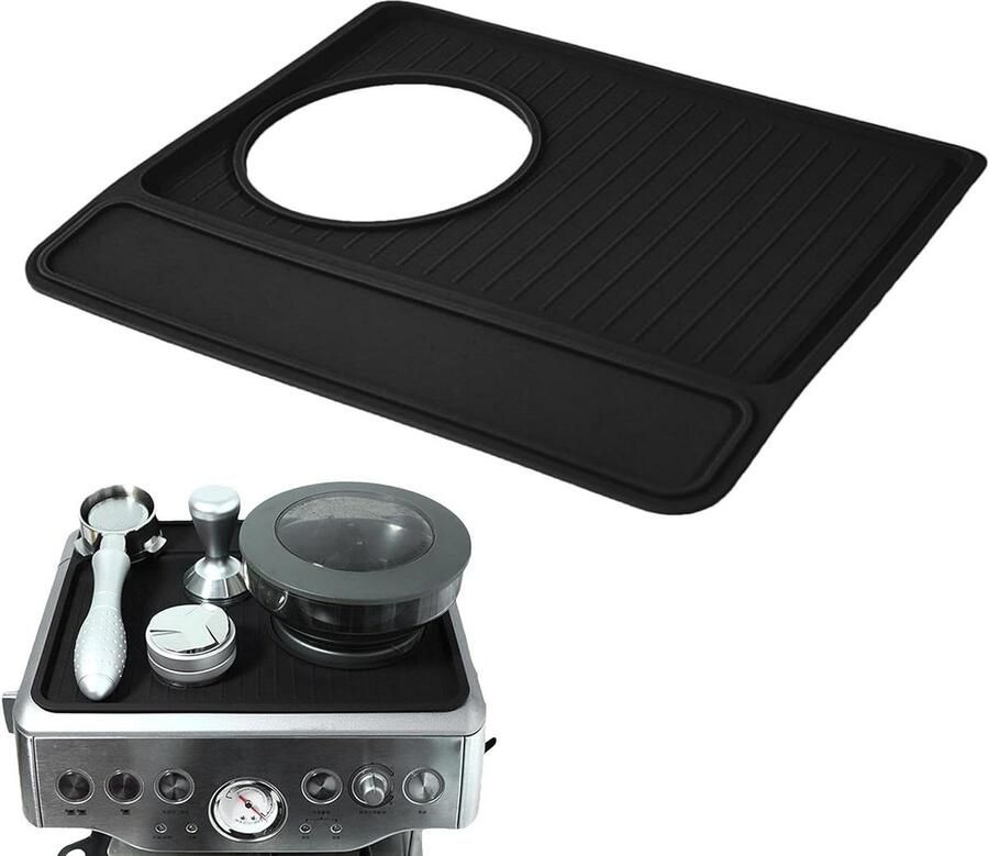Koffie Tamper Mat Barista Station Espresso Bereiden Hittebestendig Siliconen 28 x 23.5 cm Zwart