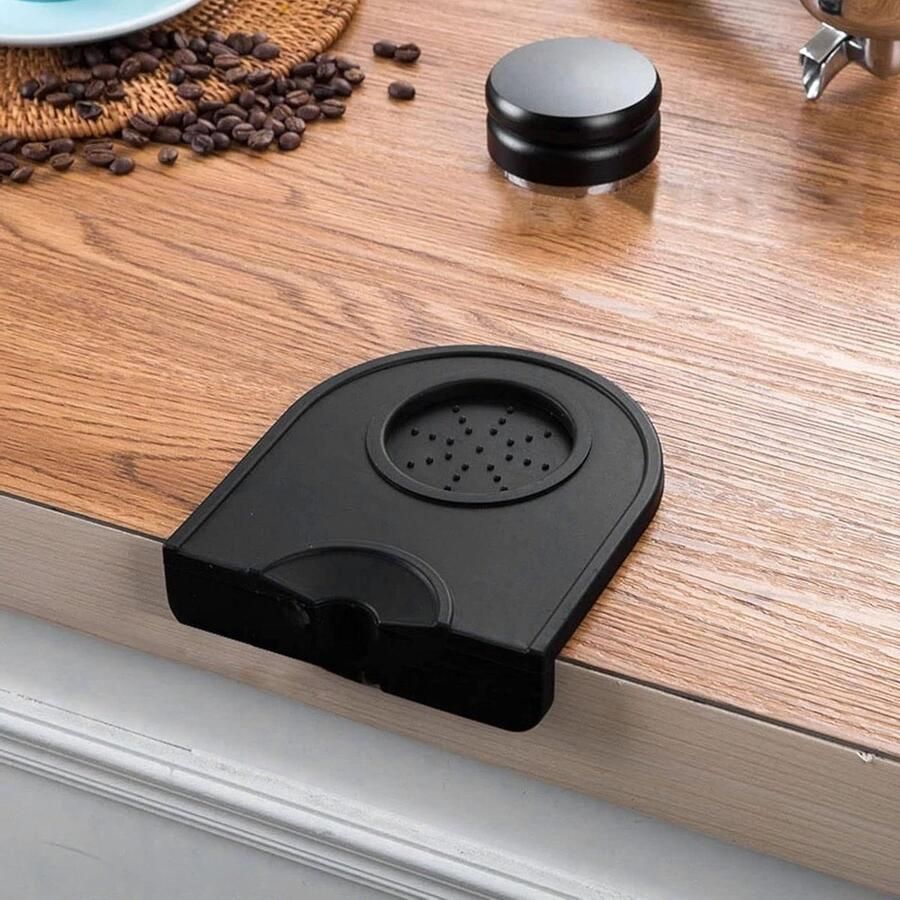 Koffie Tamper Mat Espresso Mat Koffie Bereiden Voedselveilig Siliconen 12.5 x 14 cm Zwart