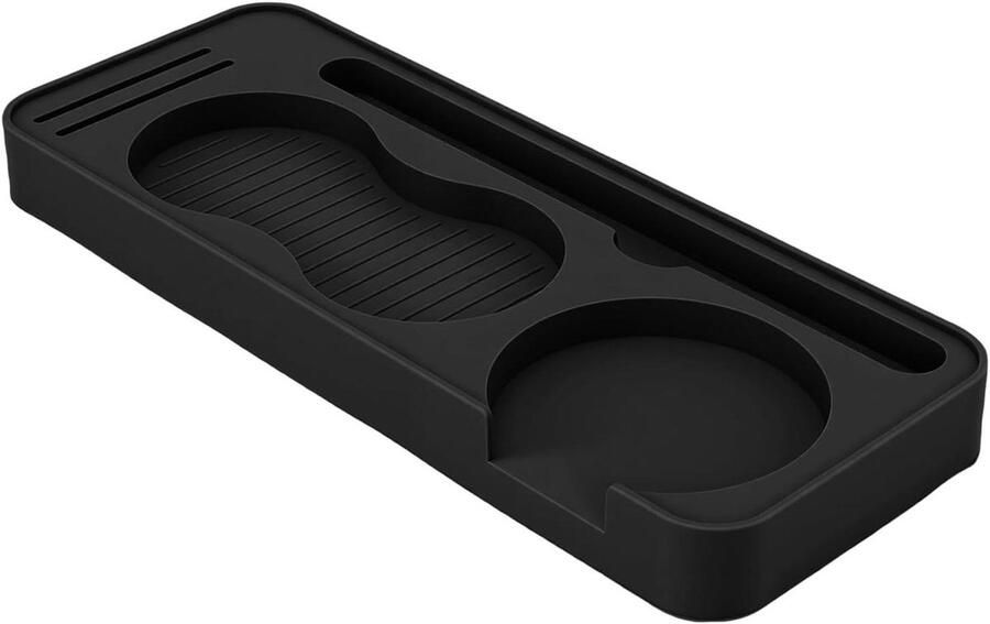 Koffie Tamper Mat Siliconen Station Espresso Bereiden Multi-slot Ontwerp 24x9.4 cm Zwart