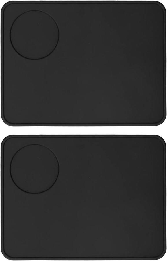 Koffie Tamper Mat Tampad Koffiezetapparaat Koffie Bereiden Verhoogde Rand 20x15cm Zwart