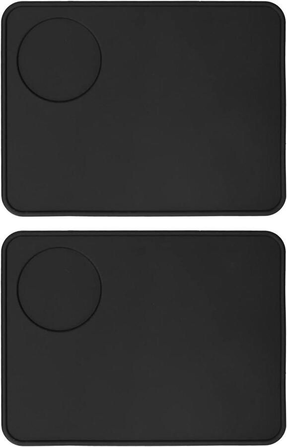 Koffie Tamper Mat Tampmat Koffiezetapparaat Koffie Bereiden Verhoogde Rand 20x15cm Zwart