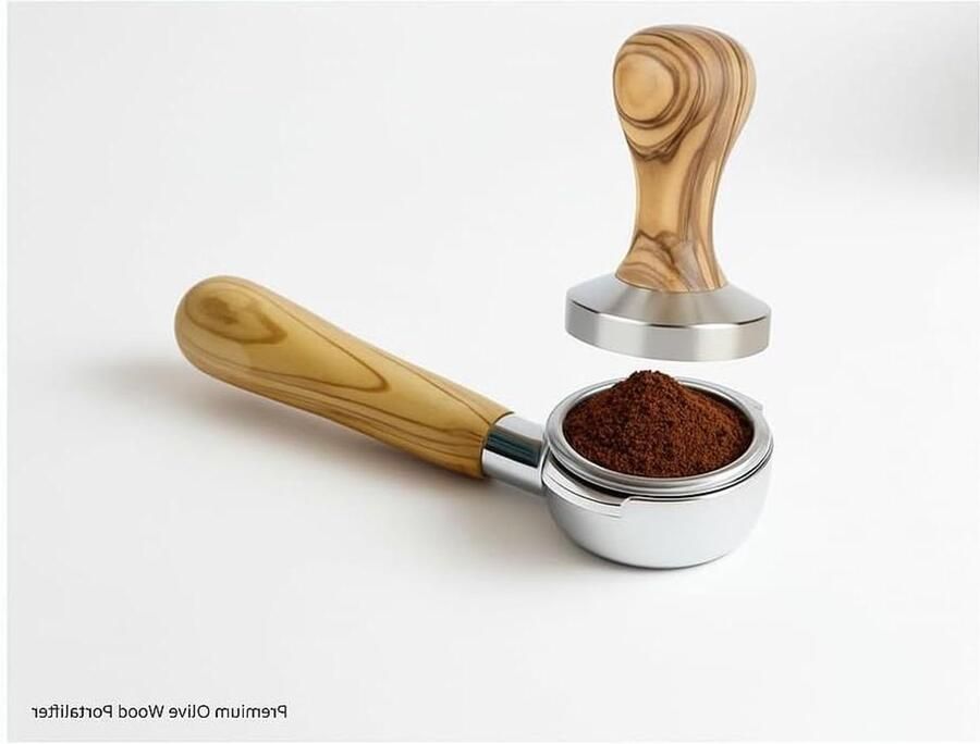 Koffie Tamper Portafilter Accessoire Espresso Bereiding Italiaans Vakmanschap 53mm Olijfhout