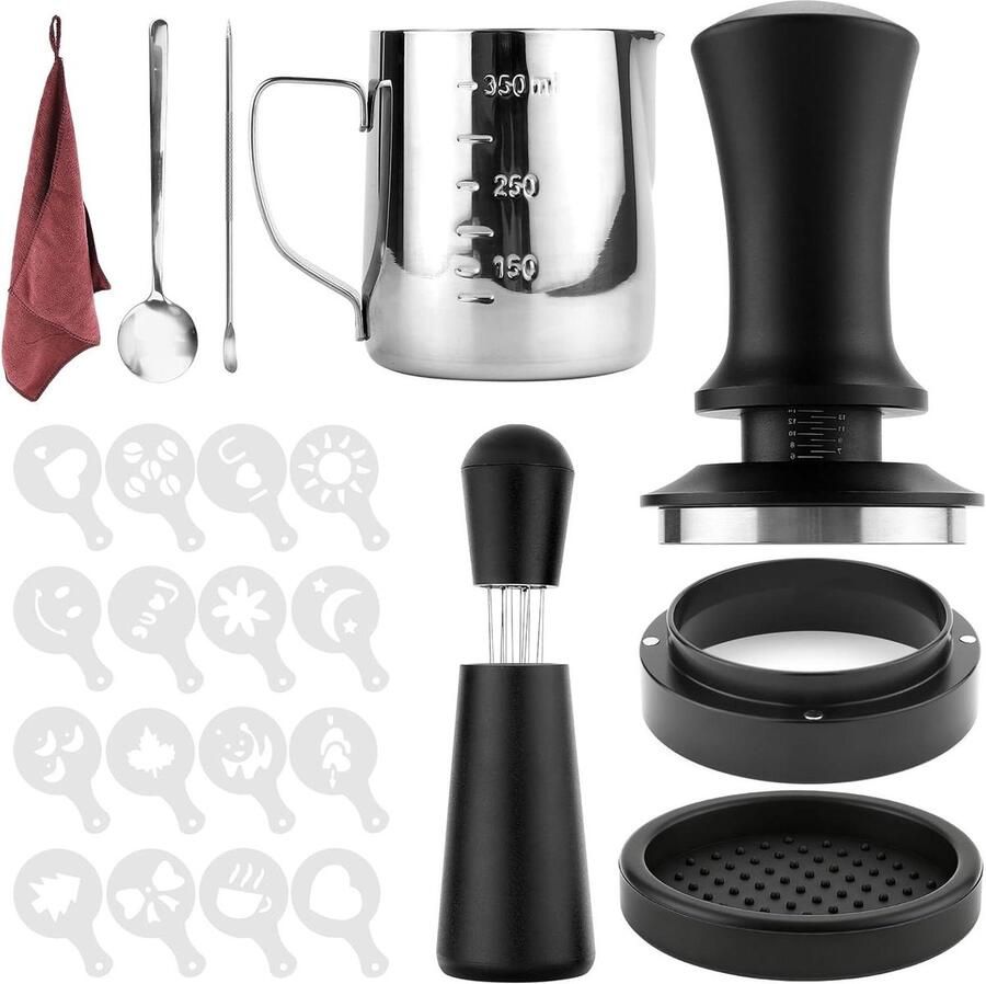 Koffie Tamper Set Barista Accessoires Espresso Bereiden Gekalibreerde Druk 51 mm Zilver