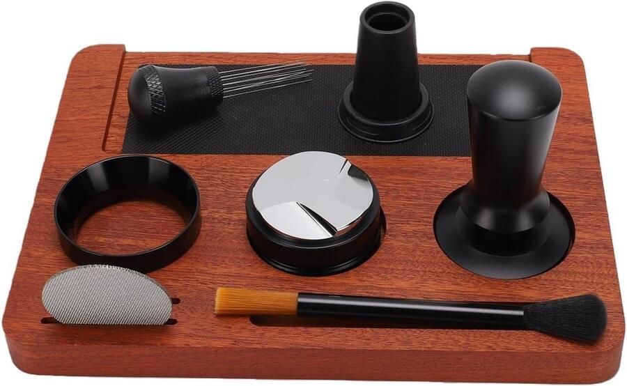 Koffie Tamper Set Barista Gereedschap Espresso Bereiden Compleet 7-delig 51mm Houtkleur
