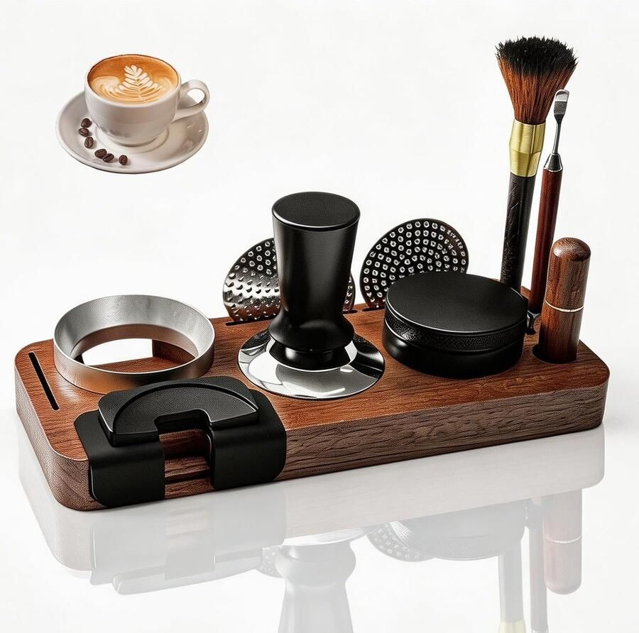 Koffie Tamper Set Espresso Accessoires Koffie Bereiden 10 Delige Barista Set 51 mm Natuurlijk Hout