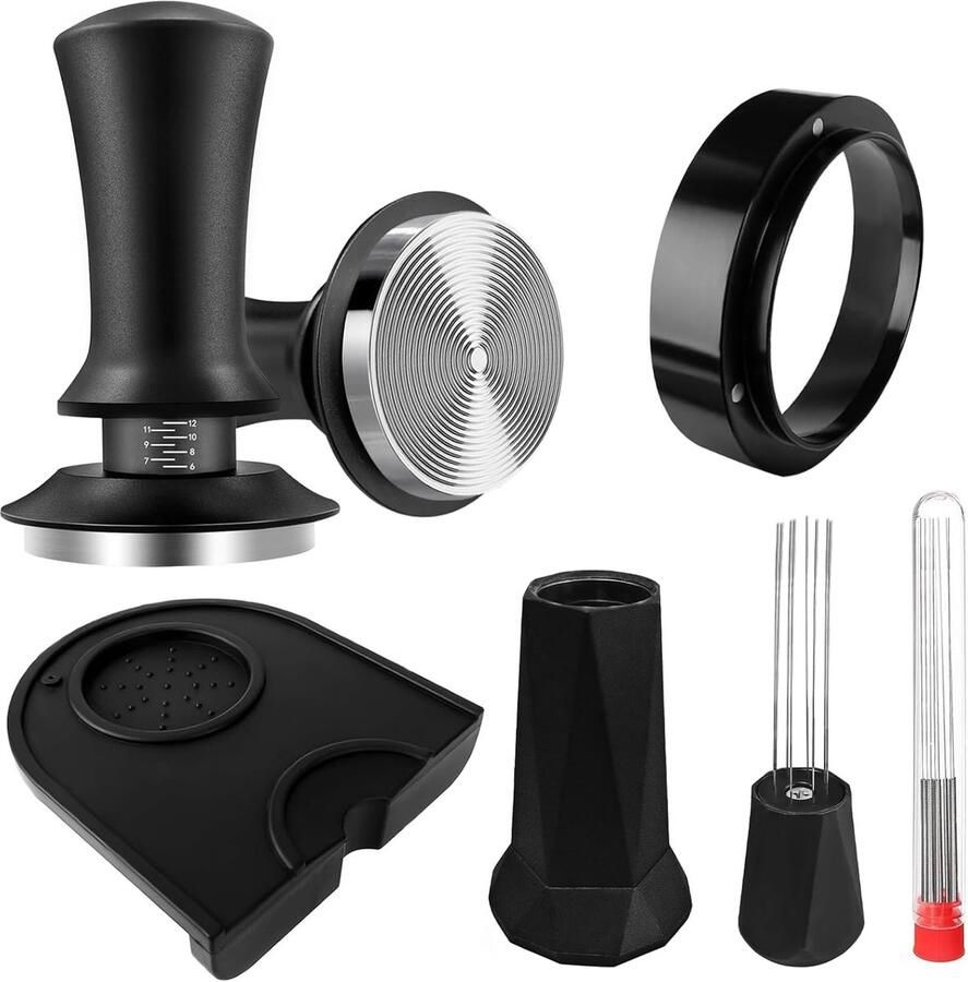 Koffie Tamper Set Espresso Accessoires Perfect Espresso Compleet Barista Hulpmiddel 53mm Diameter Zwart