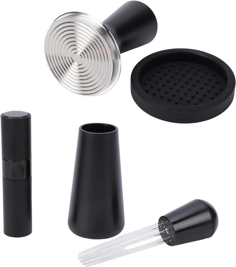 Koffie Tamper Set Espresso Accessoires Perfecte Koffie Zetten Precisie 58mm Pasvorm 4 Delig Zwart